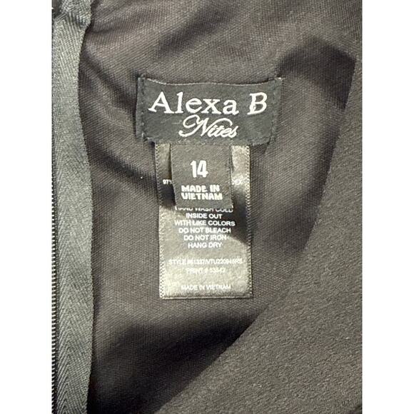 Women’s Alexa B Nites Black Cold Shoulder Jumpsuit w/Sheer Rose Skirt Sz 14 - Picture 4 of 5